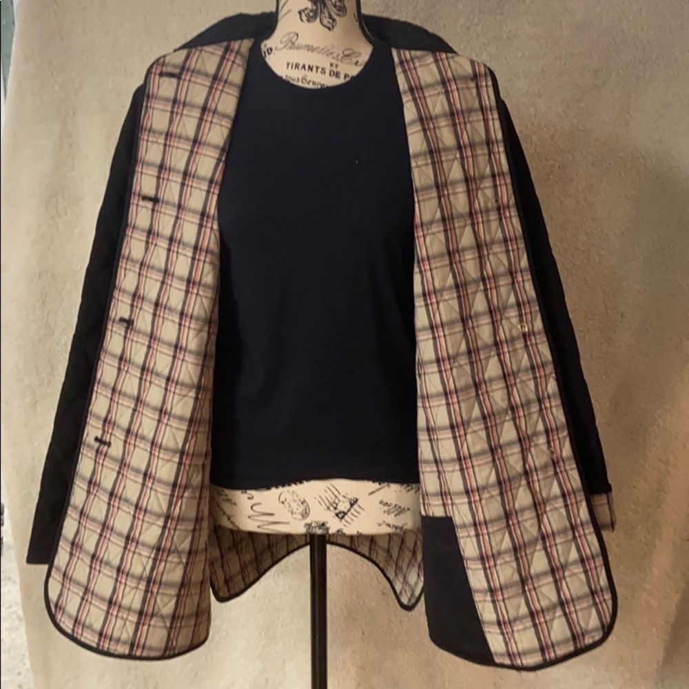 Julia Klein Black Quilted Jacket, PM, plaid lining - Picture 6 of 13